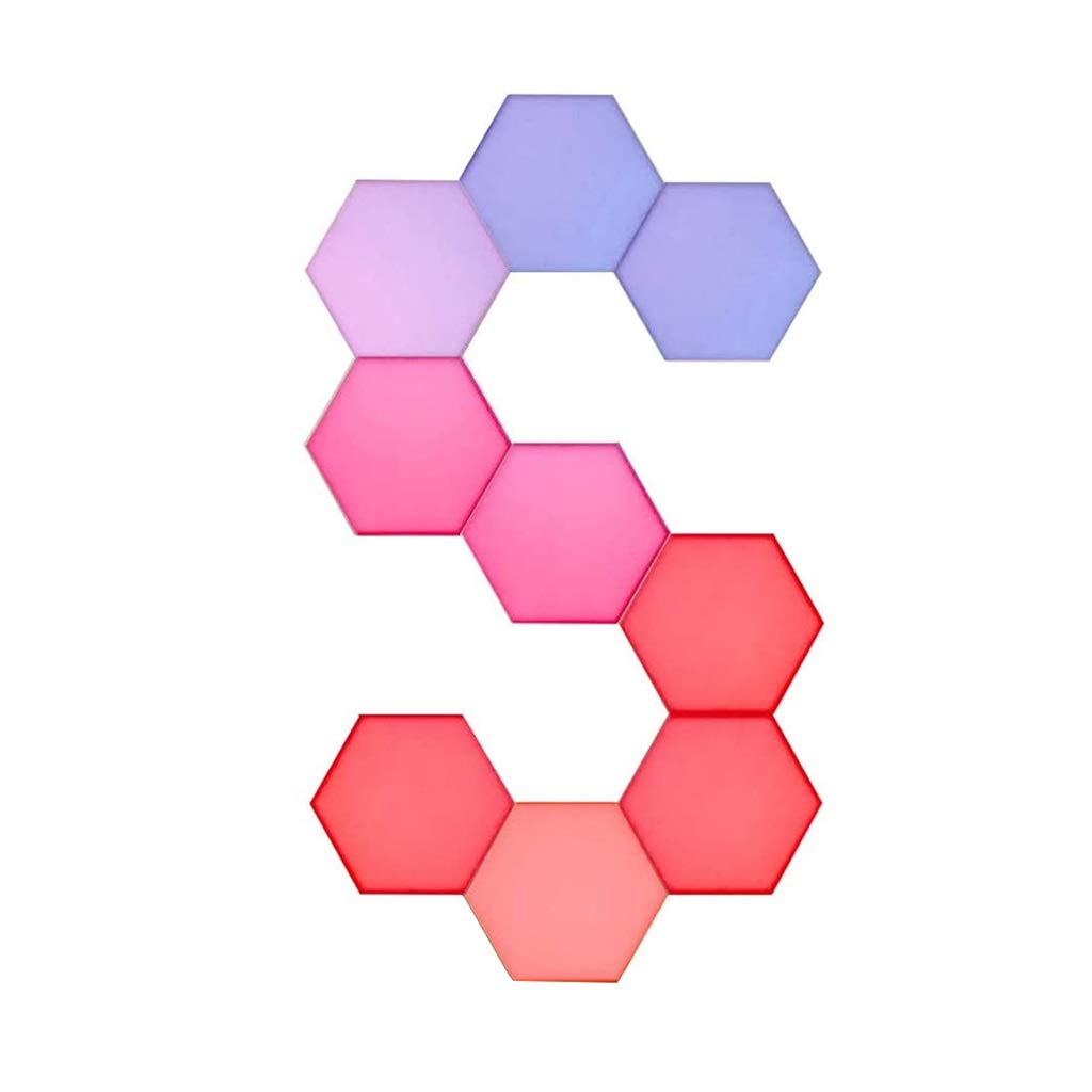 Hexagon RGB Color Changing LED Lights with USB Power - 6 Pack DIY Modular Touch Sensitive Geometric Night Lights for Gaming, Living Room & Bedroom Decor - Perfect for Parties, Mood Lighting and Home Decoration