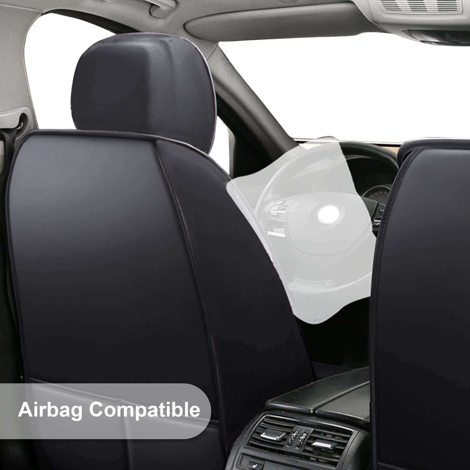5Pcs Full Set Waterproof & Breathable Faux Leather Car Seat Covers - Universal Fit for Toyota Venza, RAV4, Camry, Corolla, Prius - Black Car Seat Protectors for Comfort & Style | Perfect for Daily Commute, Road Trips & Family Protection