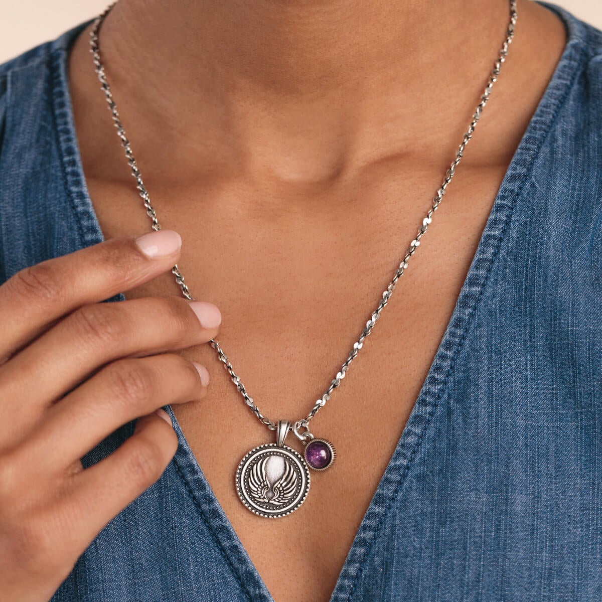 Guardian Angel Duo Charm Necklace - Sterling Silver Protection Pendant for Women & Girls - Perfect for Gifts, Birthdays & Everyday Wear