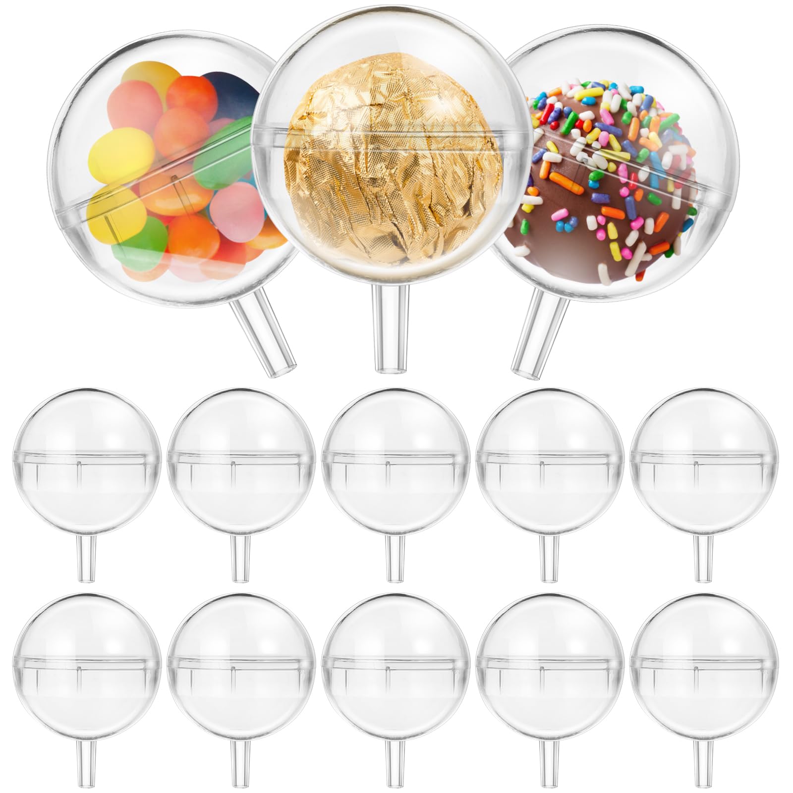 100PCS Clear Round Chocolate Ball Holders for Bouquet - Candy Wrappers, Truffle Box, Flower Packaging - Perfect for Wedding, Valentine's Day & Party Decorations - Ideal for DIY Chocolate Gifts, Dessert Displays & Sweet Table Centerpieces