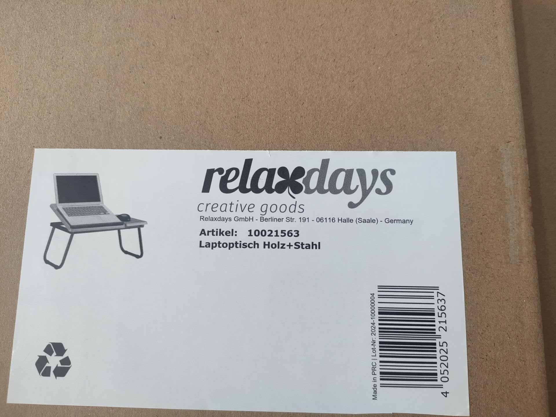Relaxdays Adjustable Tilting Laptop Table - Portable MDF Notebook Lap Desk for Bed, Sofa & Couch - 23.5 x 56.3 x 31.6 cm Natural Wood - Perfect for Work, Study & Entertainment in Bed