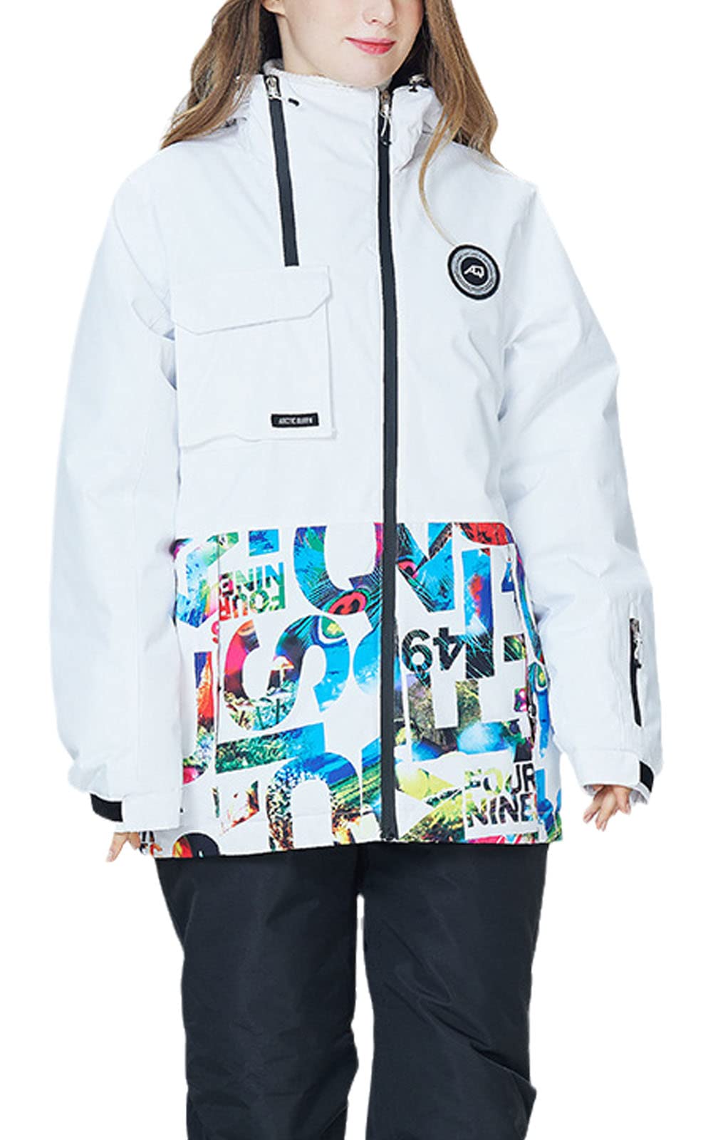 Stylish Women's Waterproof Ski Jacket with Cute Prints - Winter Warm Snow Coat with Hood for Outdoor Activities | Perfect for Skiing, Snowboarding & Cold Weather Adventures