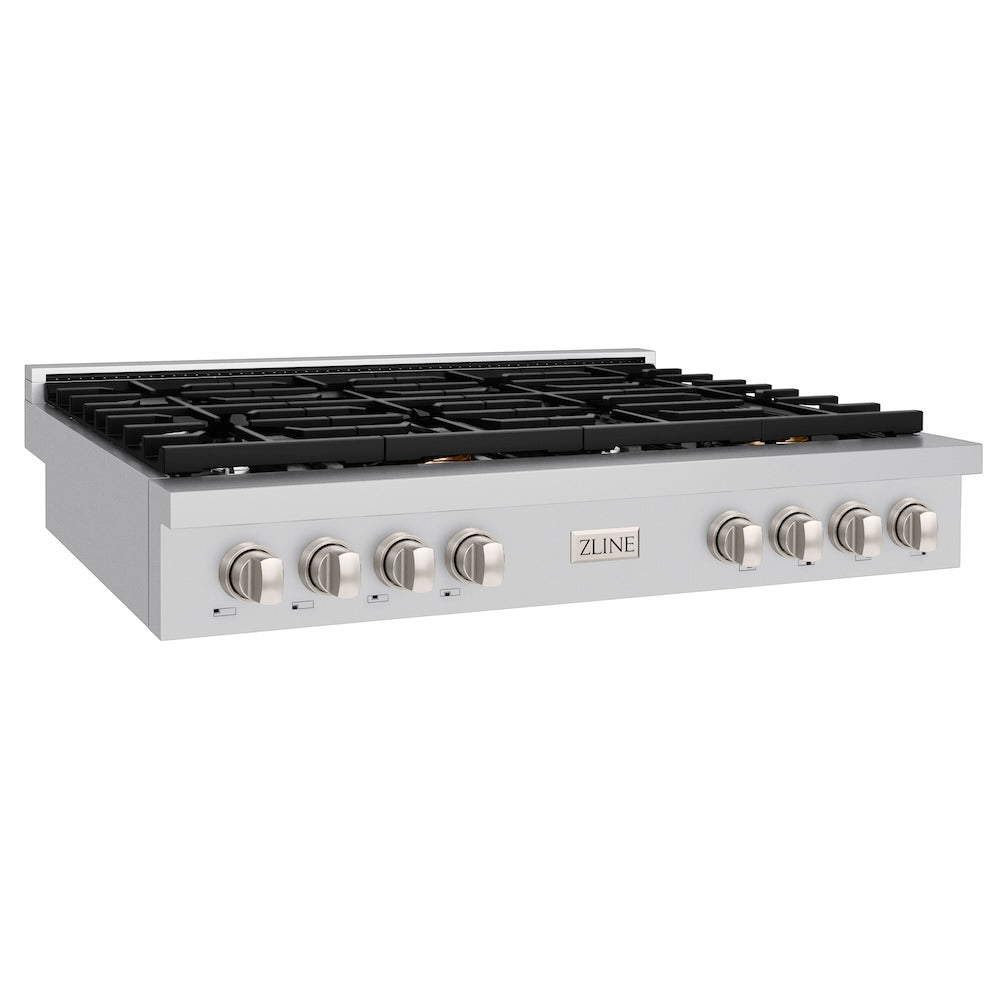ZLINE 48-Inch Stainless Steel Gas Rangetop with 8 Burners & Porcelain Cooktop - Professional SRT48 Model for Home Chefs & Commercial Kitchens | Perfect for Large Family Cooking, Catering Events & Restaurant Use