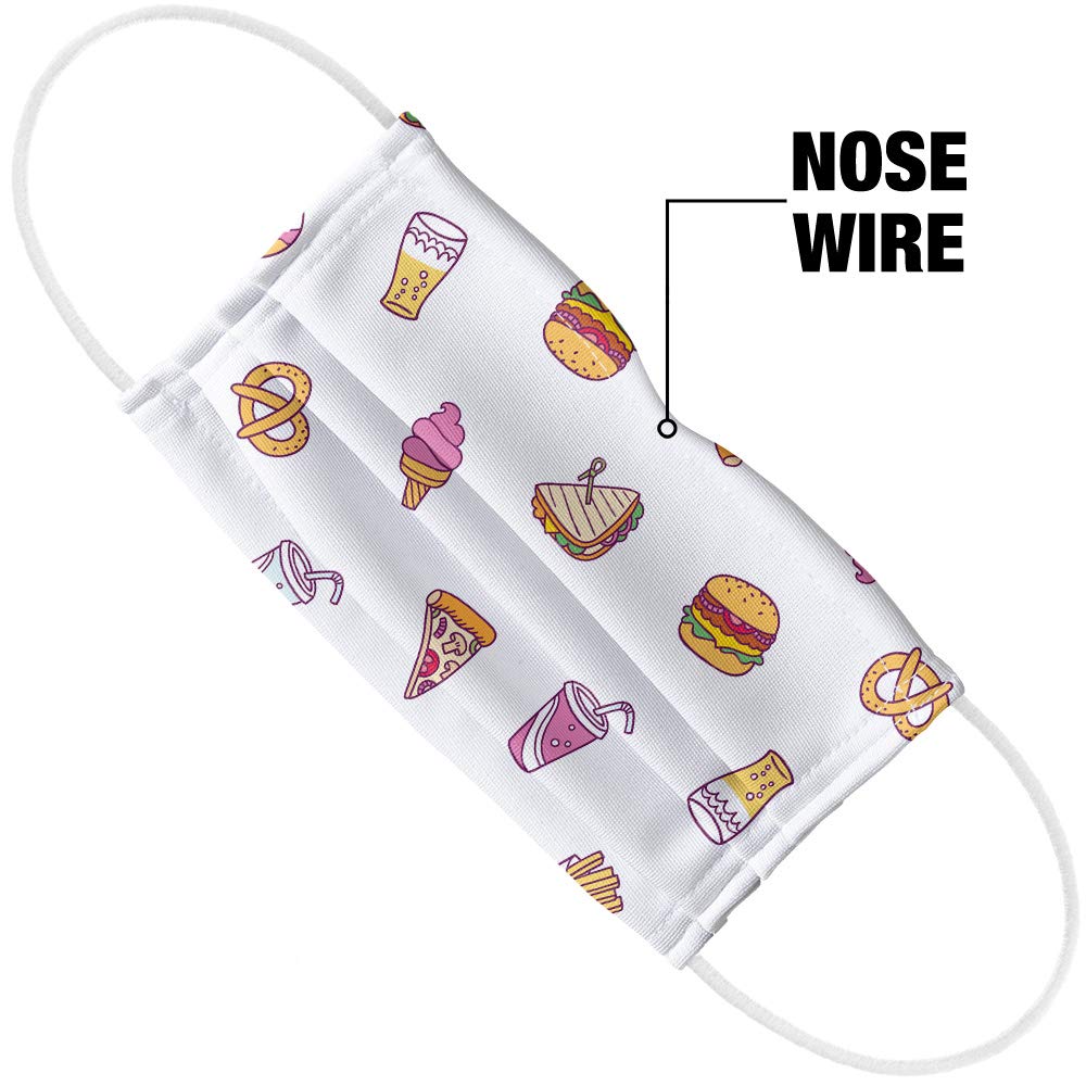 Popfunk Junk Food Snacks Print Reusable Face Mask - 1-Ply Breathable Unisex Cloth Mask for Daily Wear, Shopping & Outdoor Activities