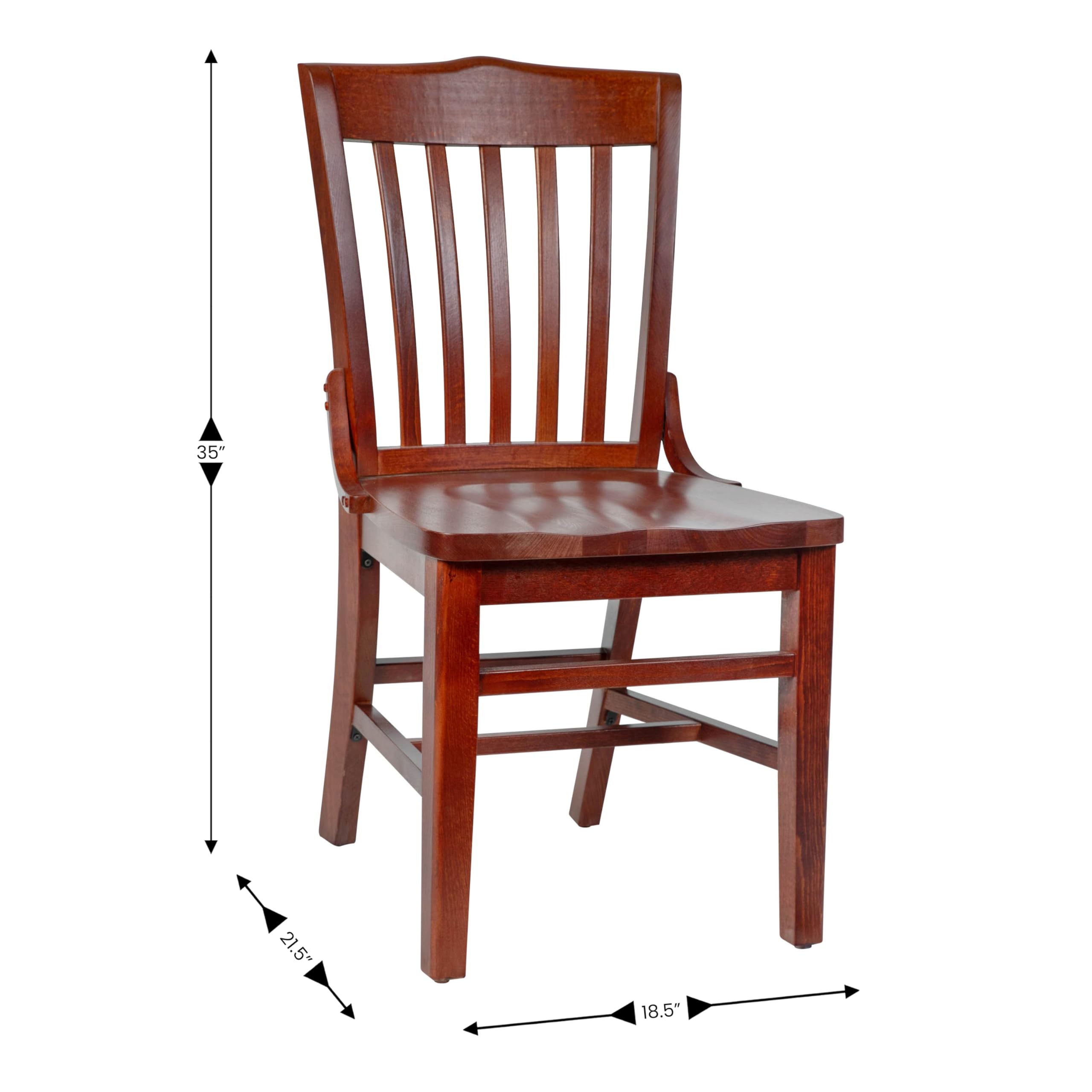 Premium Mahogany Wood School House Chair - Classic Wooden Dining Chair for Home, Office, and Classroom Use