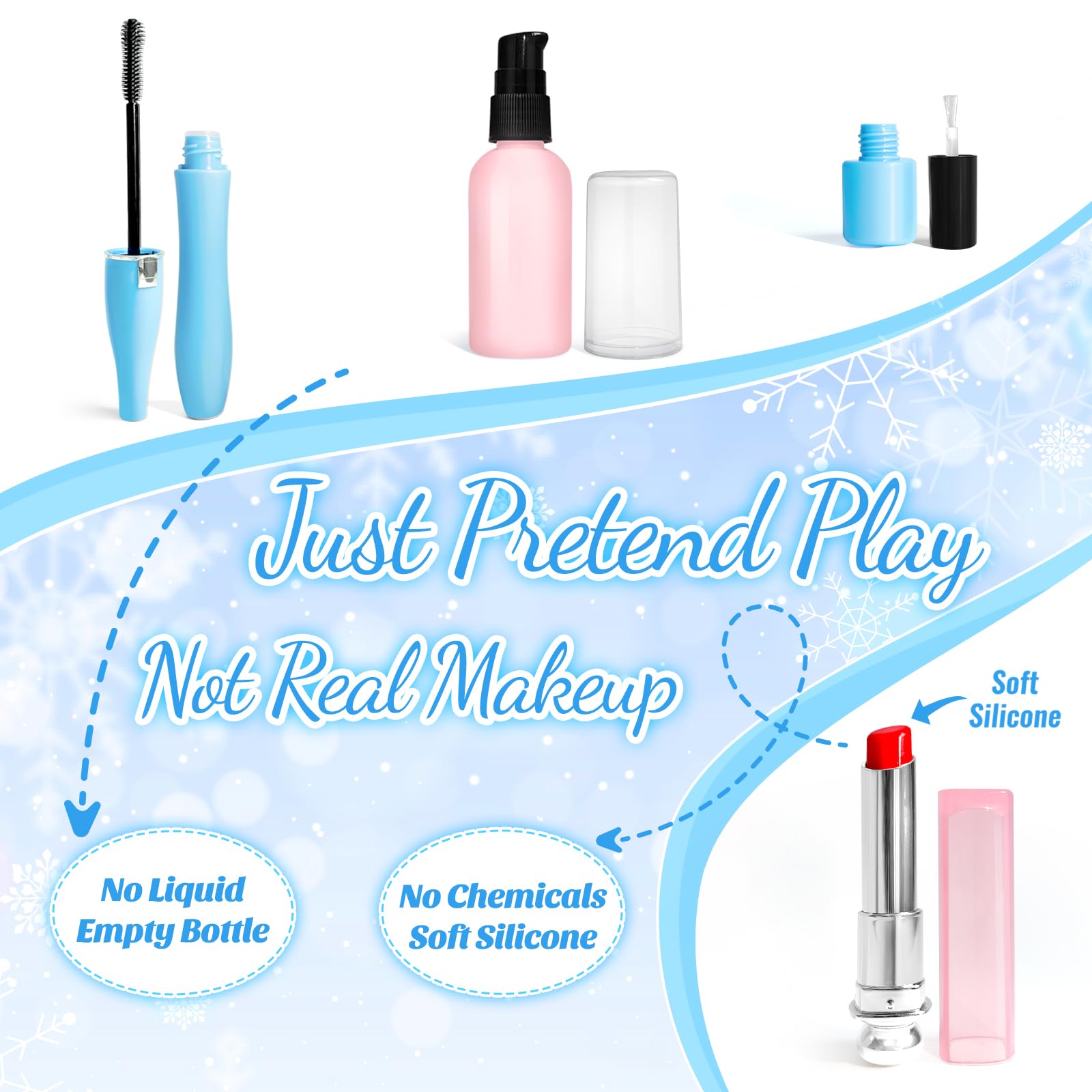 INNOCHEER Pretend Makeup Toy Set for Kids Ages 3-7 - Frozen Themed Play Makeup Kit for Toddlers & Girls (Non-Toxic, Not Real Makeup) - Perfect Birthday Gift & Role Play Dress Up Accessories for Preschoolers