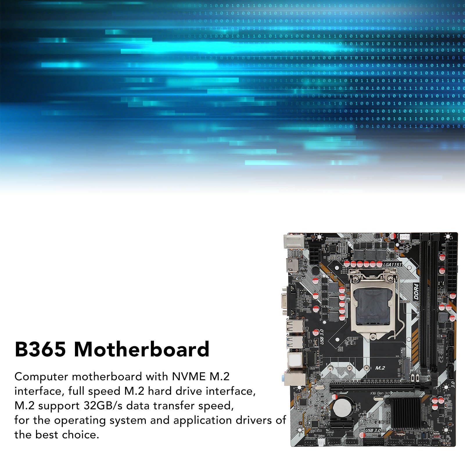 High Performance Computer Motherboard - Dual Channel DDR4 DIMM, NVME M.2 SSD Interface, PCI E 16X Gen 3.0 Slot, VGA/HDMI Video Output, Gigabit Ethernet, LGA 1151 CPU Support - Perfect for Gaming PC Builds, Workstations & Home Office Setups