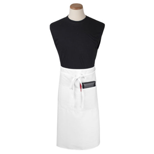 Culinary Essentials 859384 2-Pocket Bistro Waist Apron - White - Perfect for Chefs, Bartenders & Waitstaff - Ideal for Restaurants, Cafes & Home Cooking