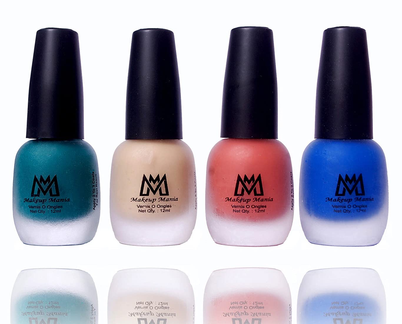 Makeup Mania Velvet Matte Nail Polish Set - 4 Pcs Multicolor Nail Paint Combo (12ml Each) | Long-Lasting Nail Polish for Parties, Weddings & Everyday Wear | Set #21