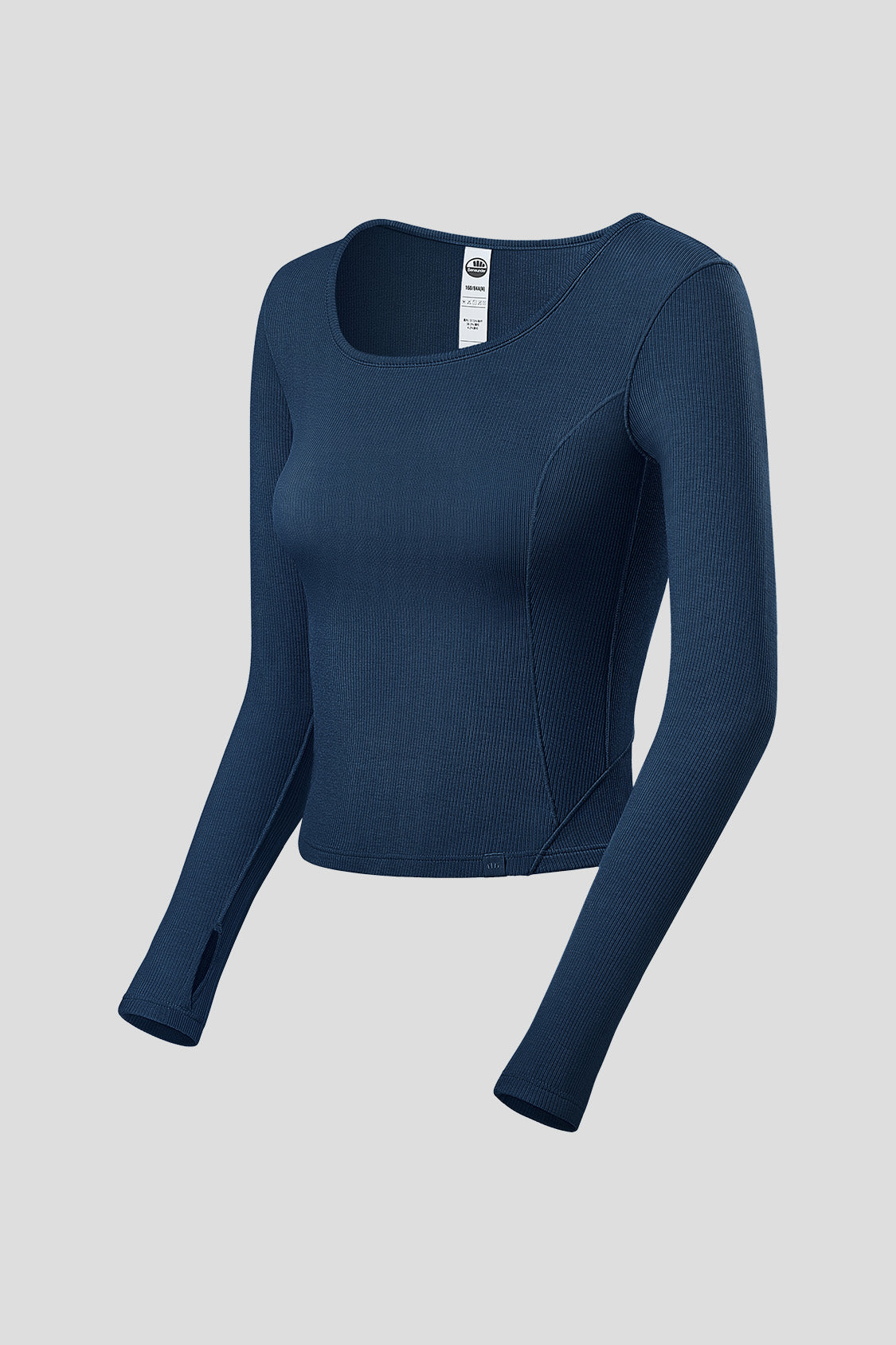 Women's Slim Fit Long Sleeve T-Shirt - Stretchy U-Neck Basic Top for Casual Wear, Workout & Layering