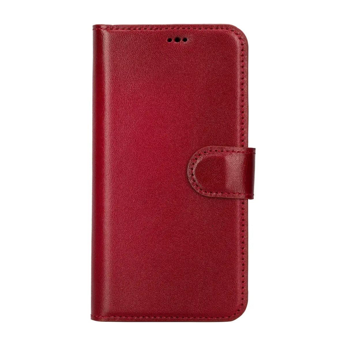 Premium Burnished Red Leather Wallet Case for iPhone 15 Pro - Slim Protective Cover with Card Slots | Perfect for Everyday Use, Travel & Business Meetings