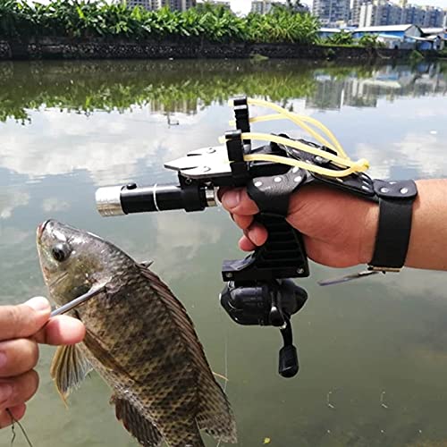 Professional Outdoor Hunting & Fishing Gear Set - Slingshot, Left Handguard, Rubber Tube Flashlight, Dart & Reel Combo for Camping, Survival & Wilderness Adventures