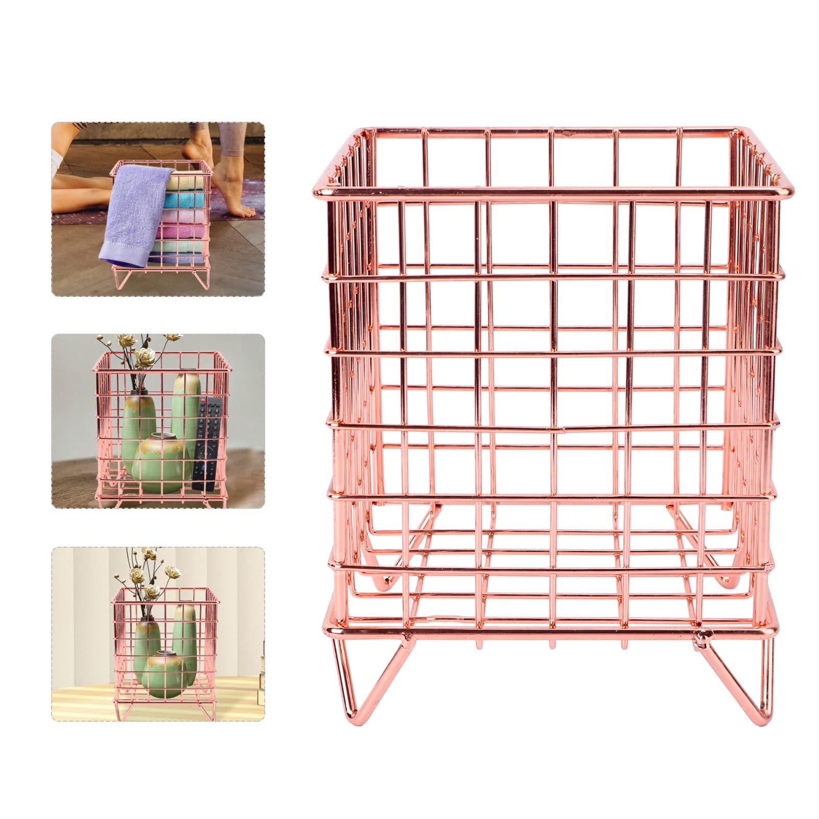 Cabilock 1pc Iron Wire Storage Basket - Metal Grid Organizer for Snacks, Office Supplies & Sundries - Rustic Desktop Decorative Container for Home & Office Organization