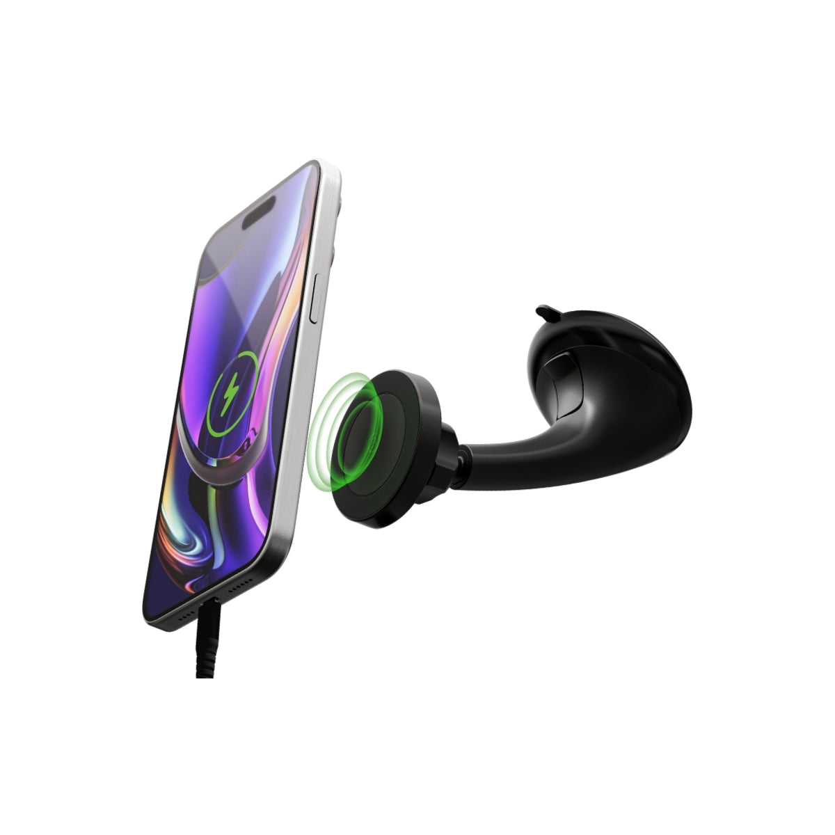 3sixT Magnetic Long Arm Window Mount for iPhone - MagSafe Compatible Car Phone Holder, Adjustable Gooseneck for Dashboard & Windshield - Perfect for GPS Navigation, Hands-Free Calls & Road Trips