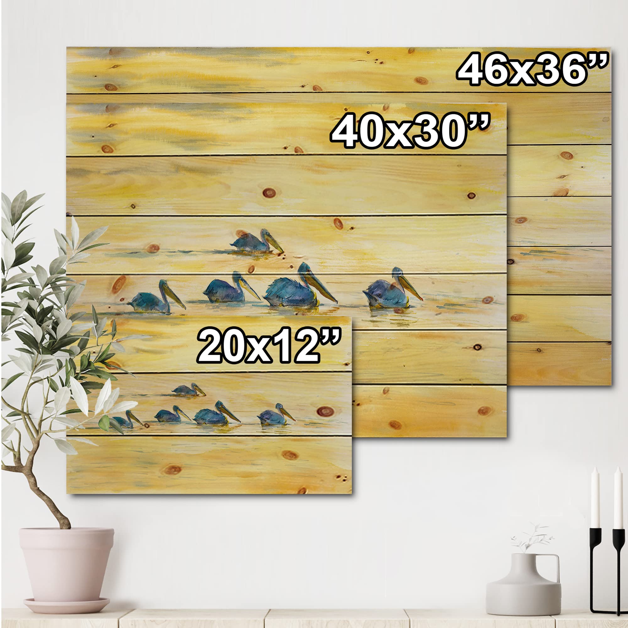 Pelicans Wood Wall Art - Farmhouse Decor for Living Room & Bedroom