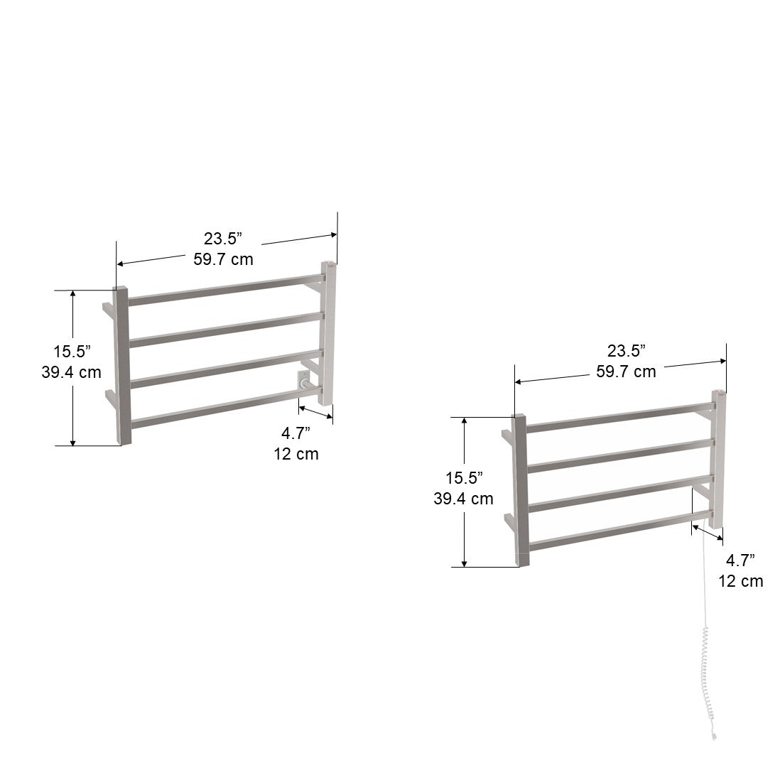 Gala Dual 4 Bar Hardwired & Plug-in Towel Warmer - Brushed Stainless Steel - Perfect for Bathrooms, Spas & Luxury Hotels