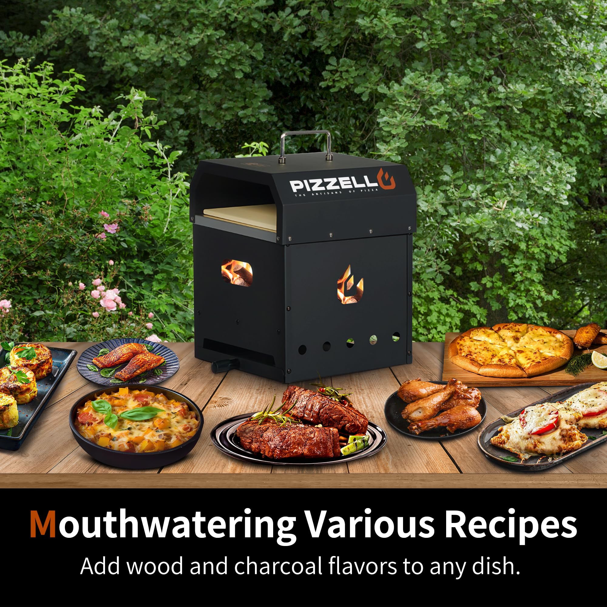 Best 4-in-1 Portable Pizza Oven Kit - Gas & Wood Fire Pit Compatible with 12
