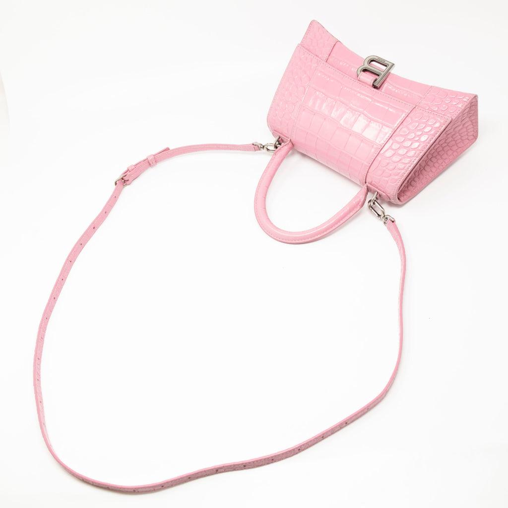 Balenciaga Small Pink Crocodile Hourglass Bag - Luxury Designer Handbag for Women, Perfect for Parties, Dates & Evening Events