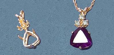 8mm & 9mm Solid Sterling Silver or 14kt Gold Trillion Cluster Accent Pendant Setting - Handmade in USA (161 184/141 184) - Perfect for Necklaces, Jewelry Making & Gift Giving