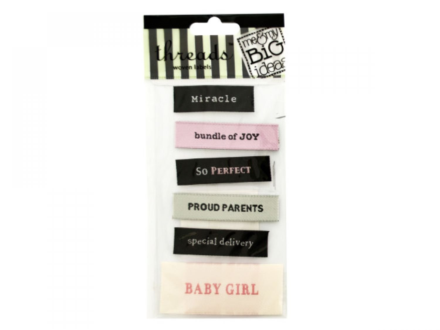 24-Pack Bulk Baby Girl Woven Labels for Scrapbooking - DIY Scrapbook Accents & Crafts - Perfect for Baby Albums, Memory Books, and Handmade Gift Tags