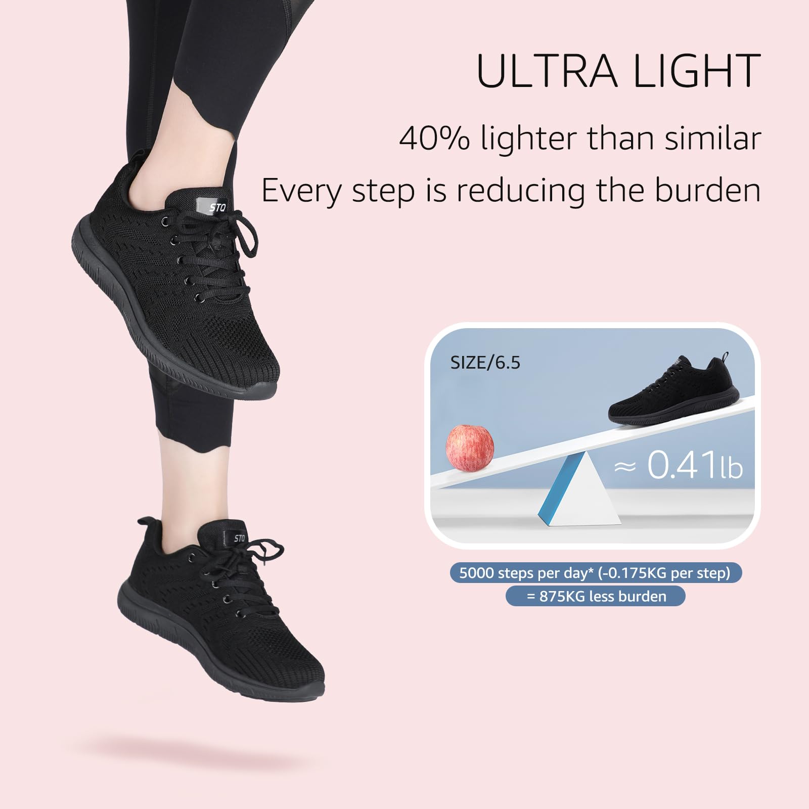 STQ Women's Lightweight Tennis Shoes - Comfortable Walking & Athletic Sneakers for Gym, Workout, Cross Training | Fashionable & Breathable for Running, Casual Wear & Outdoor Activities