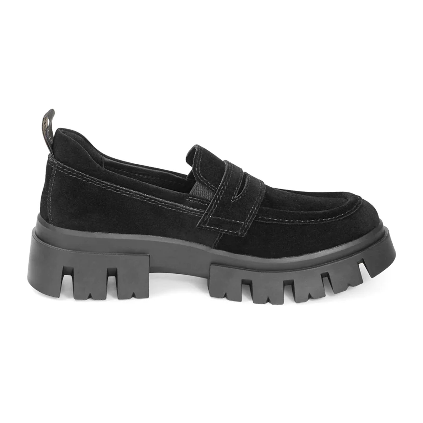 Bussola Caelyn Women's Loafer Shoes - Nero Silk Suede Slip-On Flats for Work, Office & Casual Wear