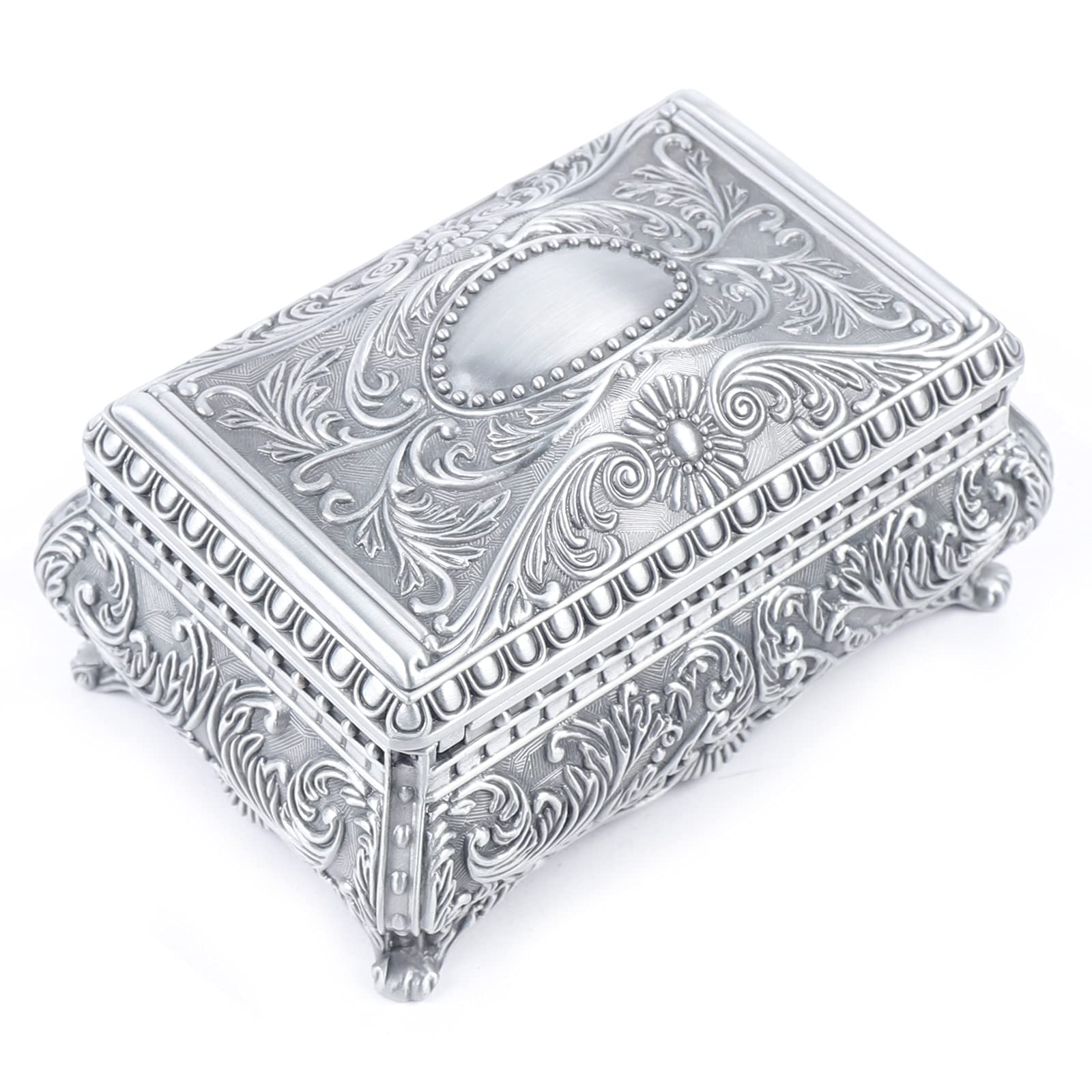 Vintage Metal Jewelry Box with Lock - Antique Necklace Storage for Women - Perfect Gift for Ladies & Girls - Home Decor & Travel Use