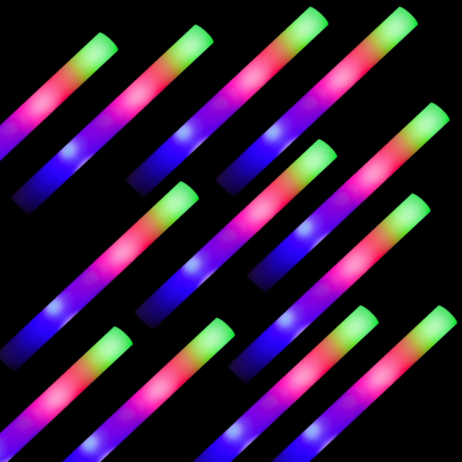 192 Pack LED Glow Sticks Bulk - 16 Inch Light Up Foam Baton Wands for Parties, Weddings, Birthdays, Concerts & Holidays | Glow in The Dark Party Supplies for Halloween, Christmas, Raves & Night Events