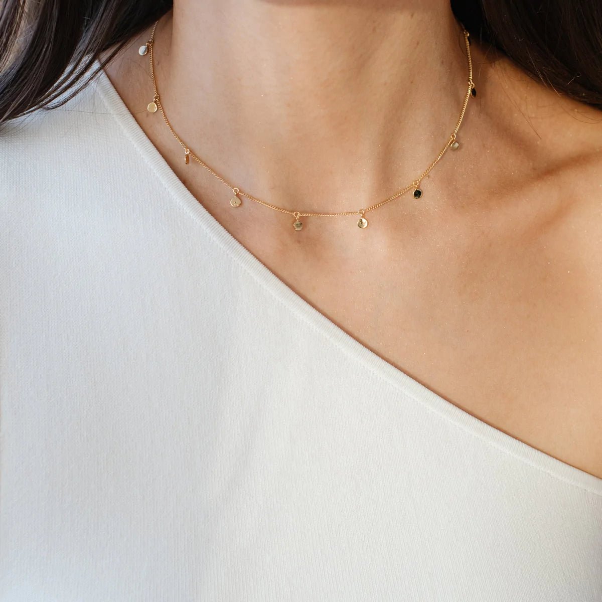 Dainty Poise Disk Necklace - Cubic Zirconia & Gold Plated Elegant Jewelry for Women | Perfect for Weddings, Parties & Everyday Wear