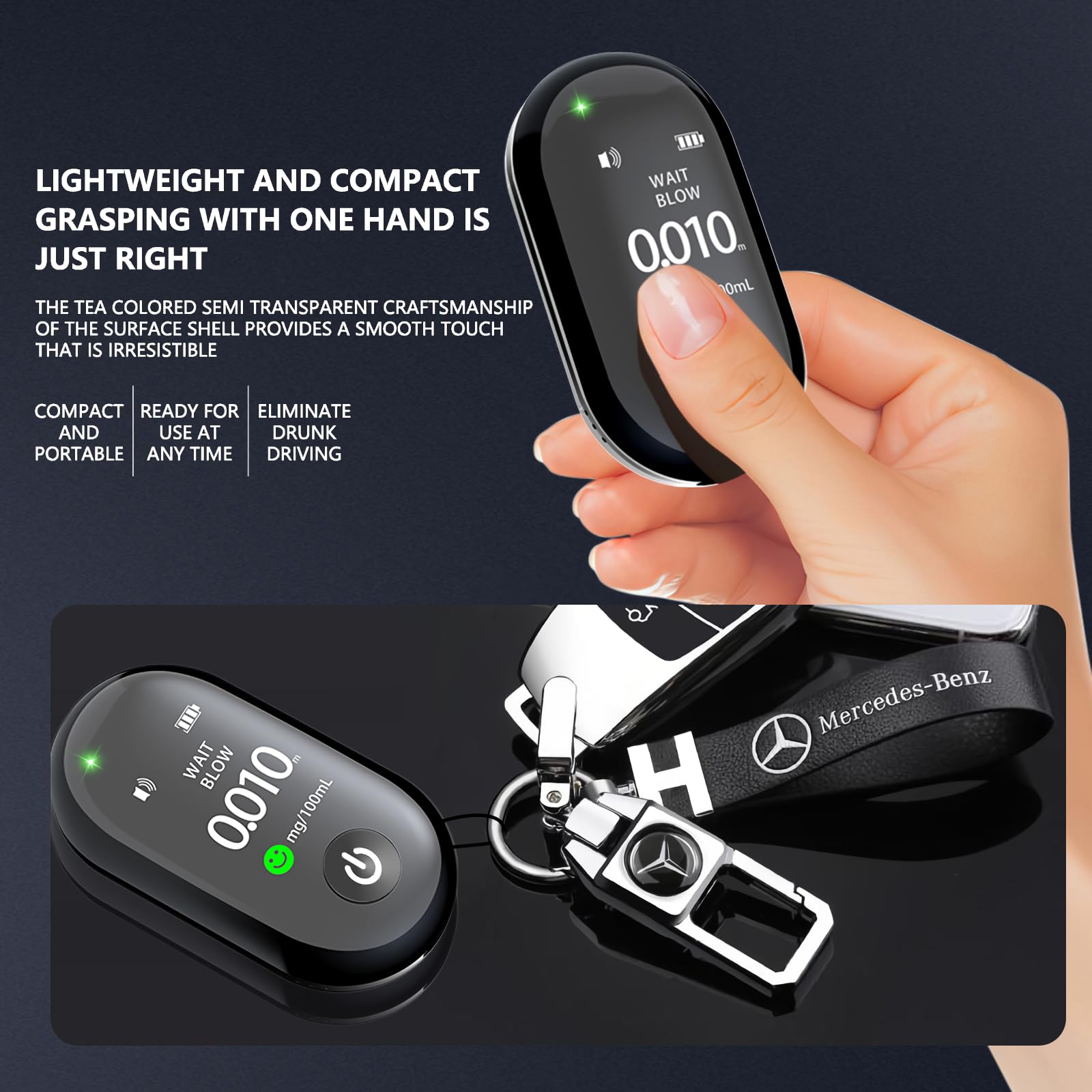 **Portable Keychain Breathalyzer for Alcohol - Fast & Accurate No-Contact Personal Breath Tester with Easy Charging - Perfect for Home, Parties, and On-the-Go Sobriety Testing**
