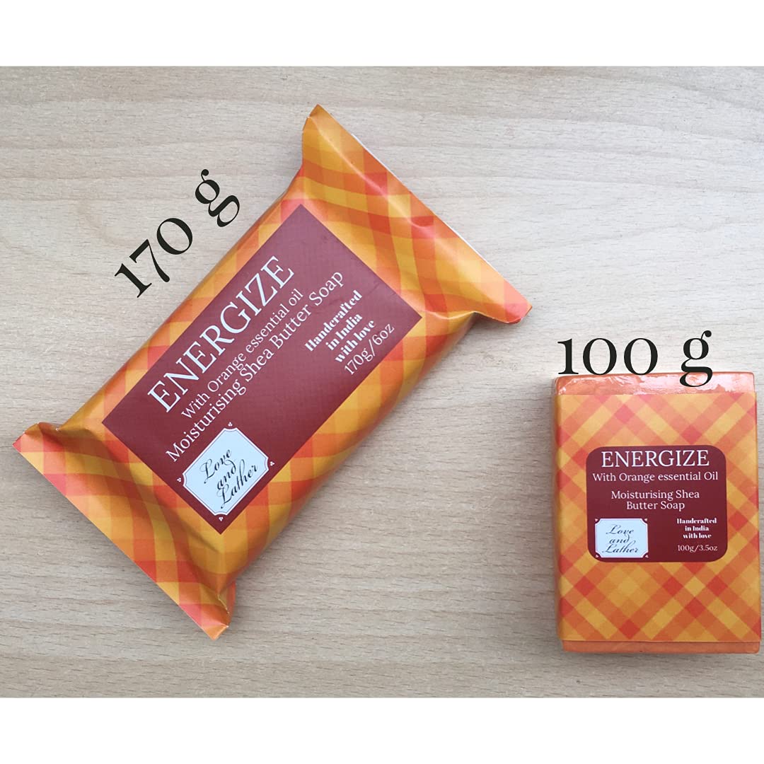 Organic Shea Butter Soap Bar with Orange Essential Oil - 100g Moisturizing & Nourishing Handmade Soap for All Skin Types | Natural, Paraben & SLS Free | Perfect for Dry Skin Care, Aromatherapy & Relaxing Bath Time