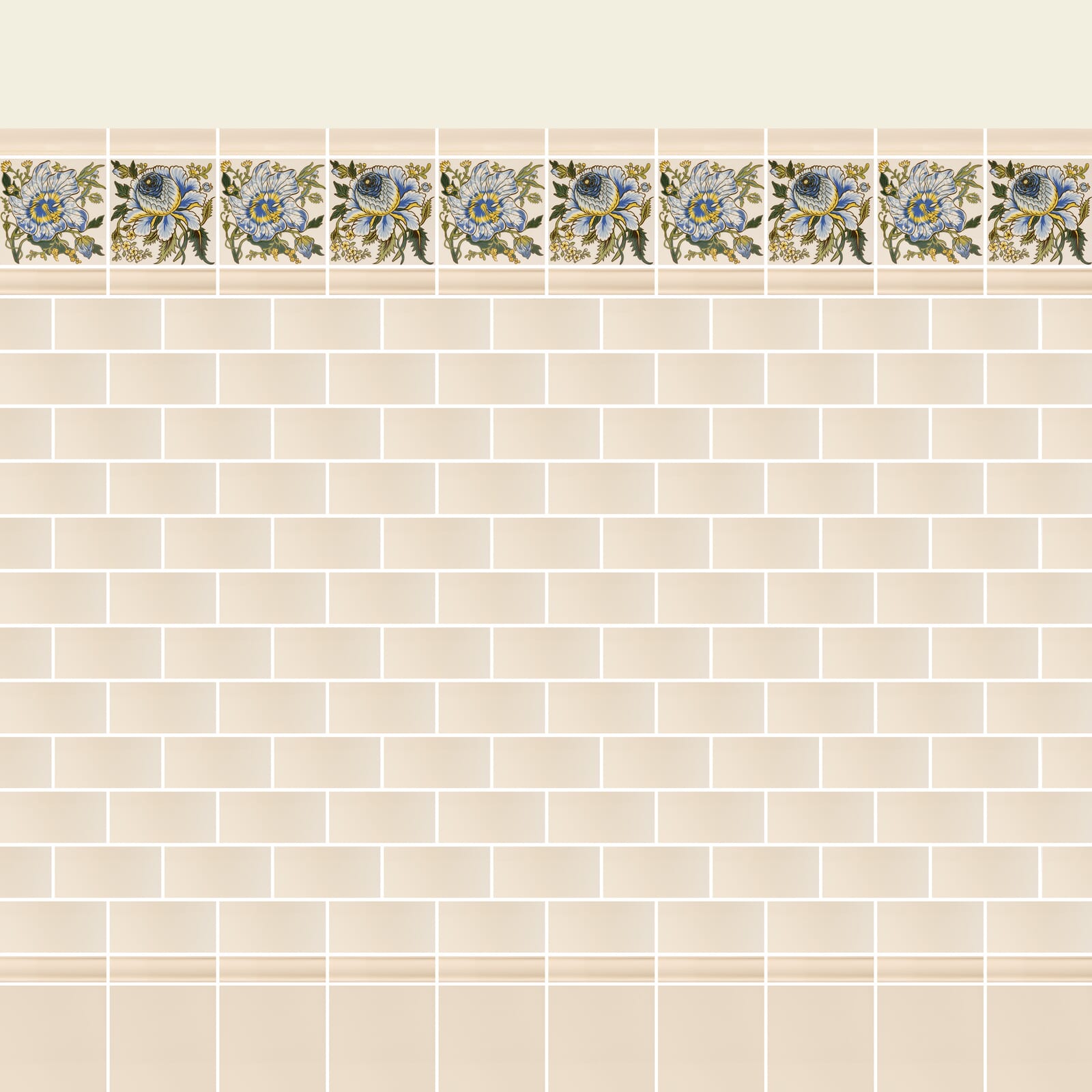 Premium NAVARRE DADO Tiles in Ecru - Elegant Ceramic Wall & Floor Tiles for Bathroom, Kitchen Backsplash, and Living Room Decor