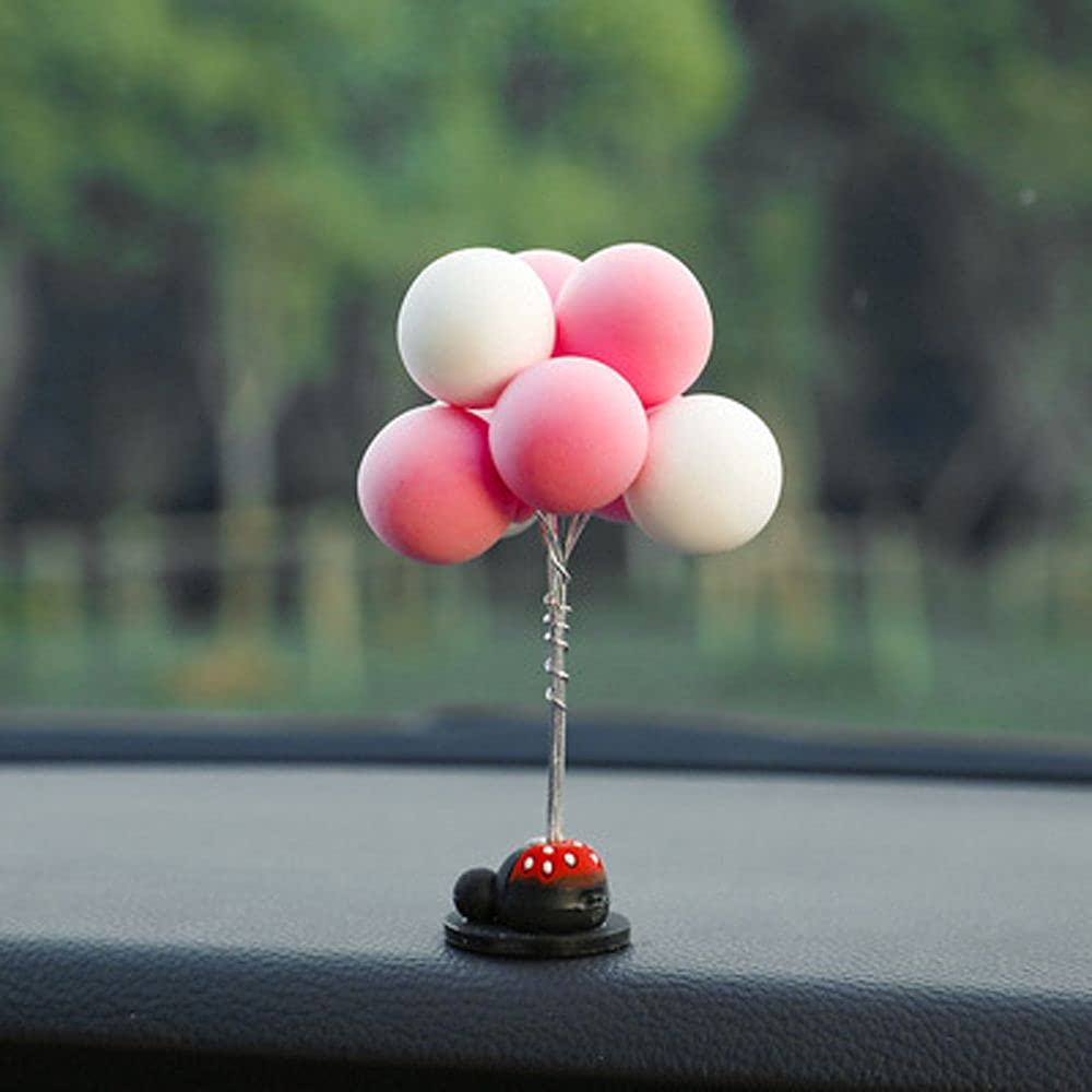 PULADE Mini Lovely Balloons Bouquet Car Dashboard Ornament - Multicolor Balloon Decor for Car Interior (Pink & White) - Perfect for Birthday Parties, Baby Showers & Car Decoration