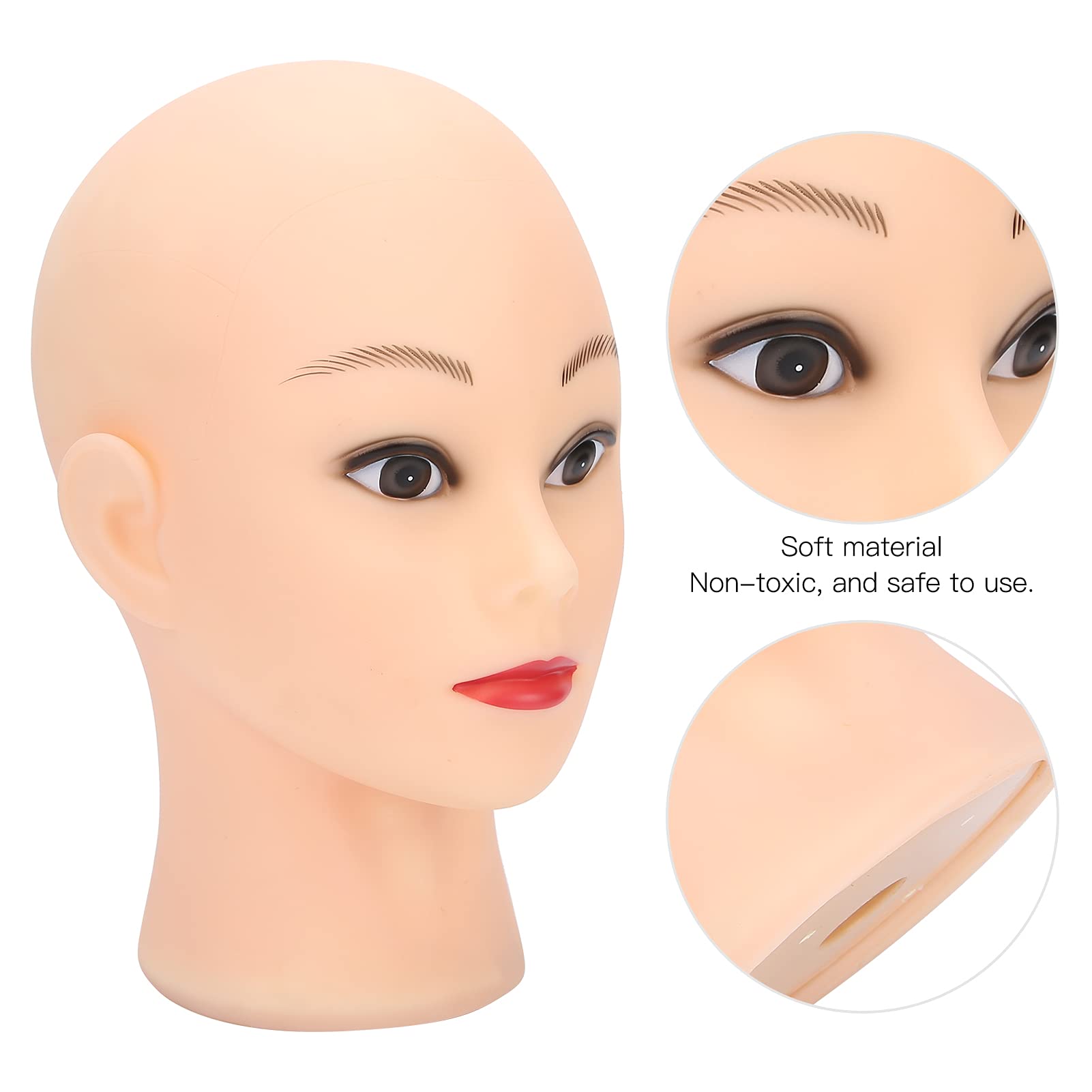 Bald Mannequin Head for Wigs & Cosmetology - PVC Wig Making Practice Head, Makeup Doll Head for Displaying Hats & Glasses - Perfect for Salon Training, Wig Styling & Beauty School Practice