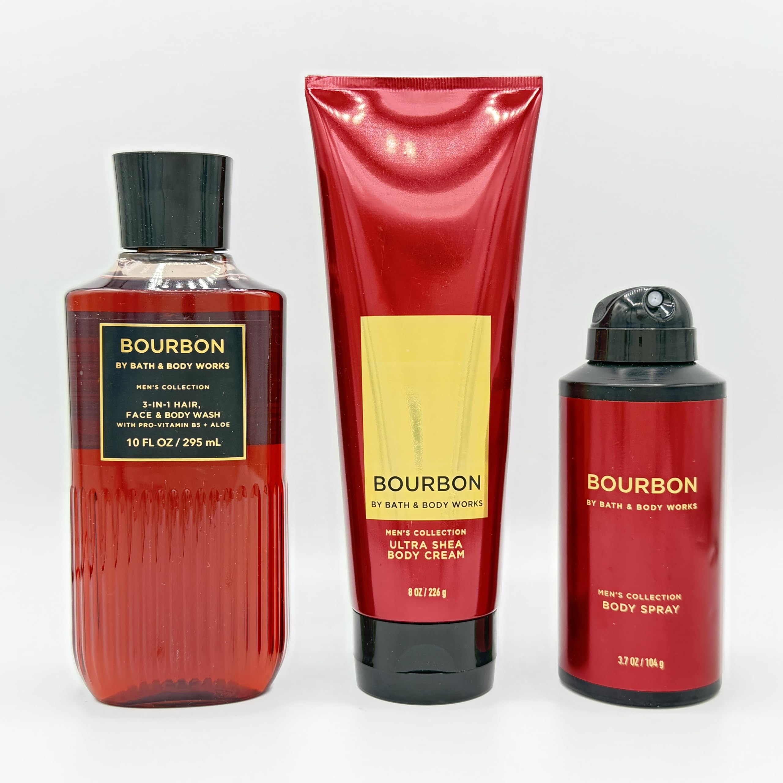 Premium Bourbon Scented Men's Bath & Body Gift Set - 3-Piece Bundle with Body Wash, Shea Butter Body Lotion & Refreshing Cologne Spray | Perfect for Gifts, Travel & Daily Skincare Routine