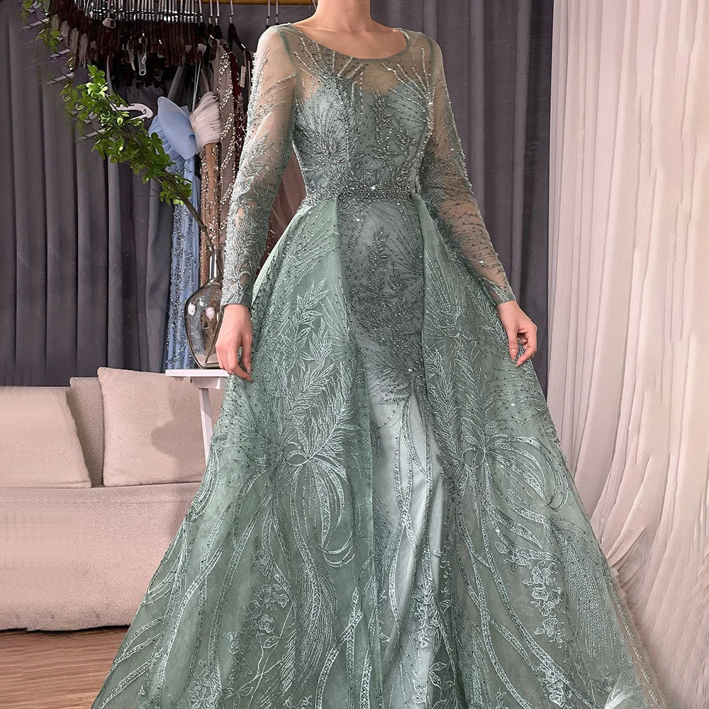 Serene Hill Muslim Pink Long Mermaid Evening Dress with Train - Luxury Formal Gown for Women | Wedding, Prom, Gala & Special Occasions | 2025 Collection LA70541
