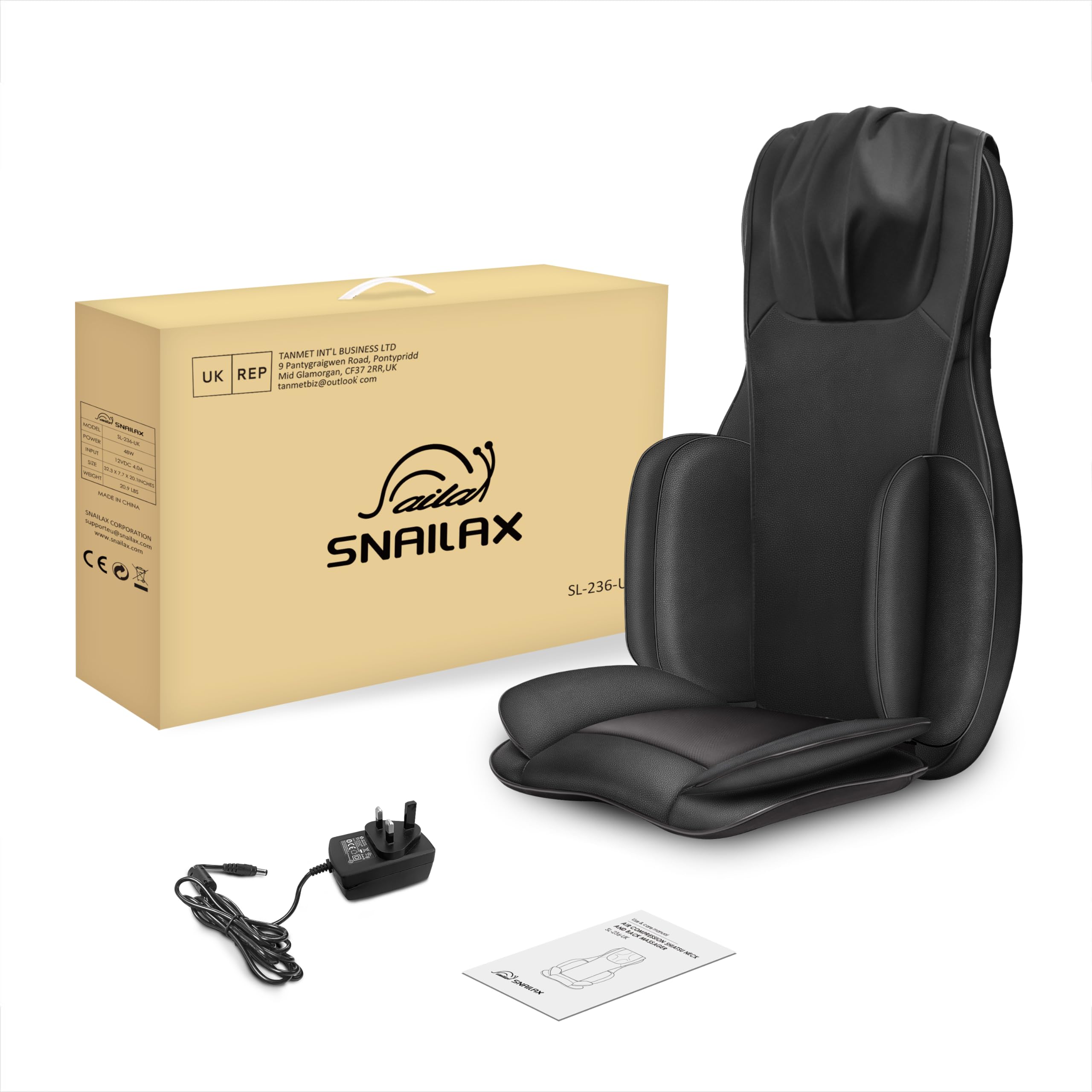 Snailax Neck and Back Massager with Heat - Shiatsu Kneading & Compression Full Body Massage Chair Pad - Portable Seat Massager for Home, Office & Car Relaxation