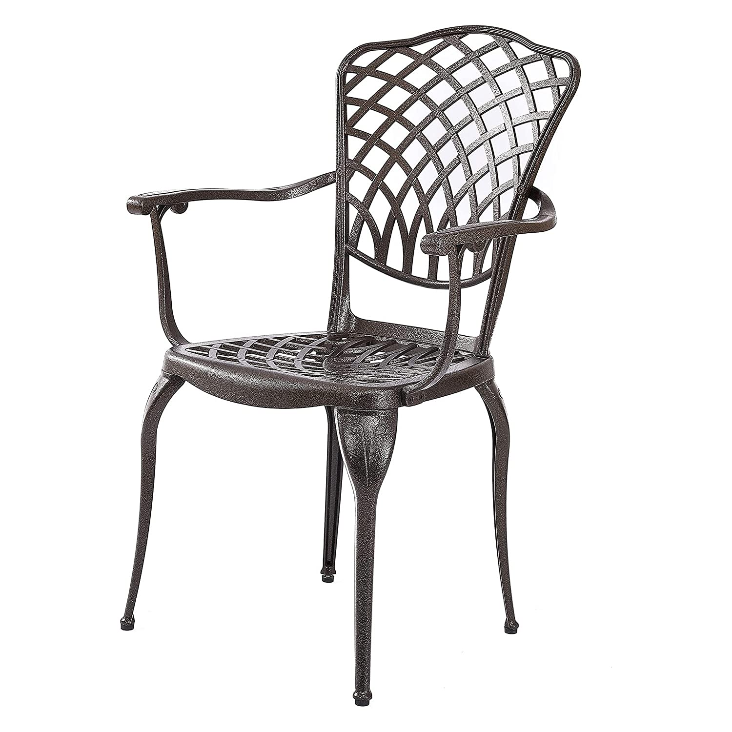 Kinger Home Arden 2-Piece Outdoor Patio Dining Chairs Set - Durable Cast Aluminum All-Weather Resistant Brown Garden Furniture - Perfect for Backyard, Poolside, and Restaurant Outdoor Seating