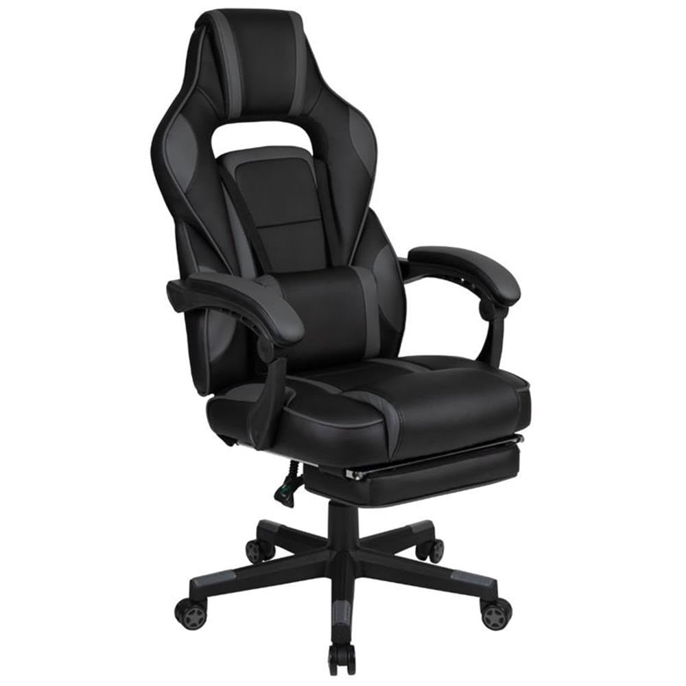 Flash Furniture X40 Ergonomic Gaming Chair - Reclining Back, Adjustable Arms, Slide-Out Footrest & Lumbar Support - Black/Gray - Perfect for PC Gaming, Office Work & Home Theater Relaxation