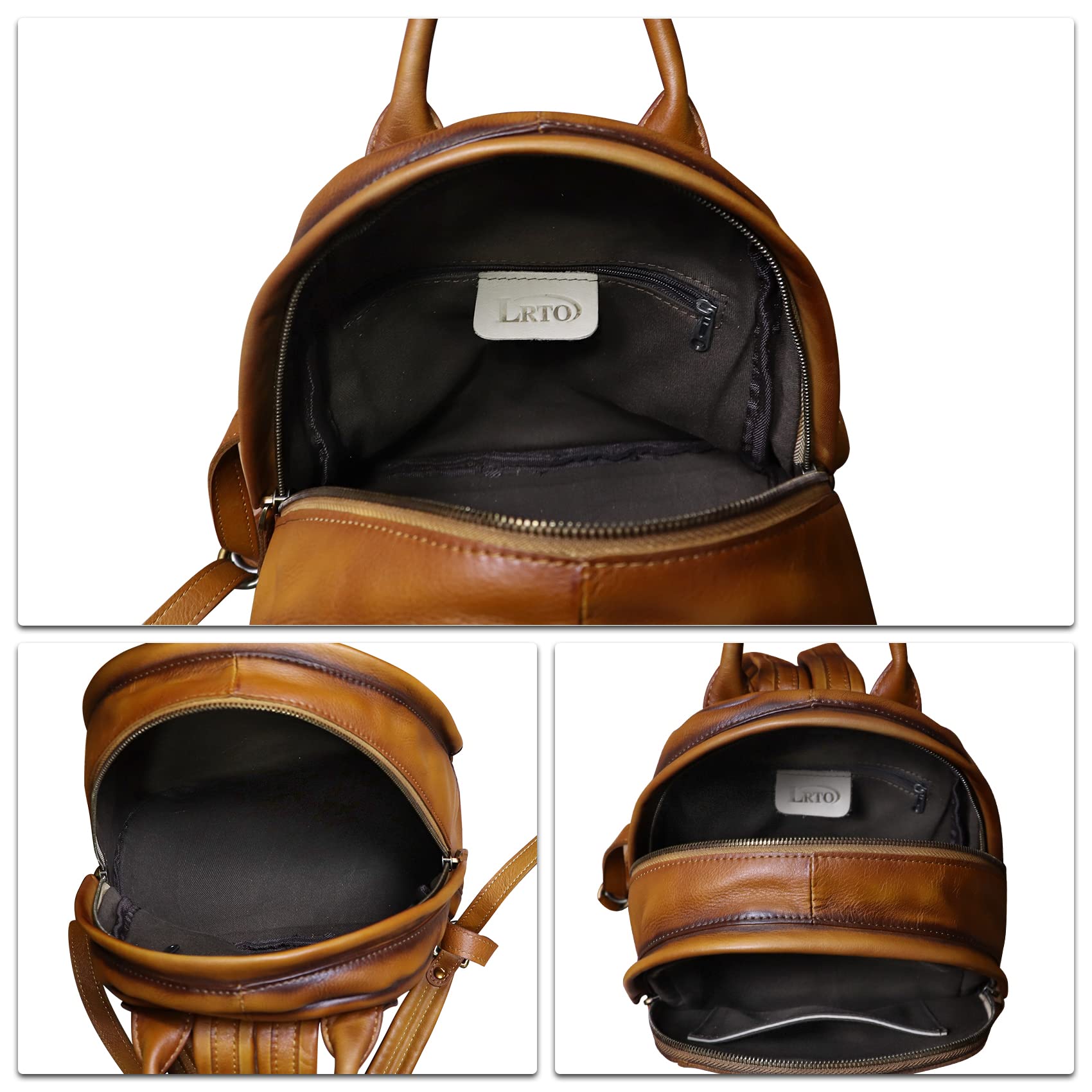 Genuine Leather Backpack Purse for Women - Retro Handmade Small Casual Rucksack Satchel Knapsack - Perfect for Work, Travel & Daily Use (Brown)
