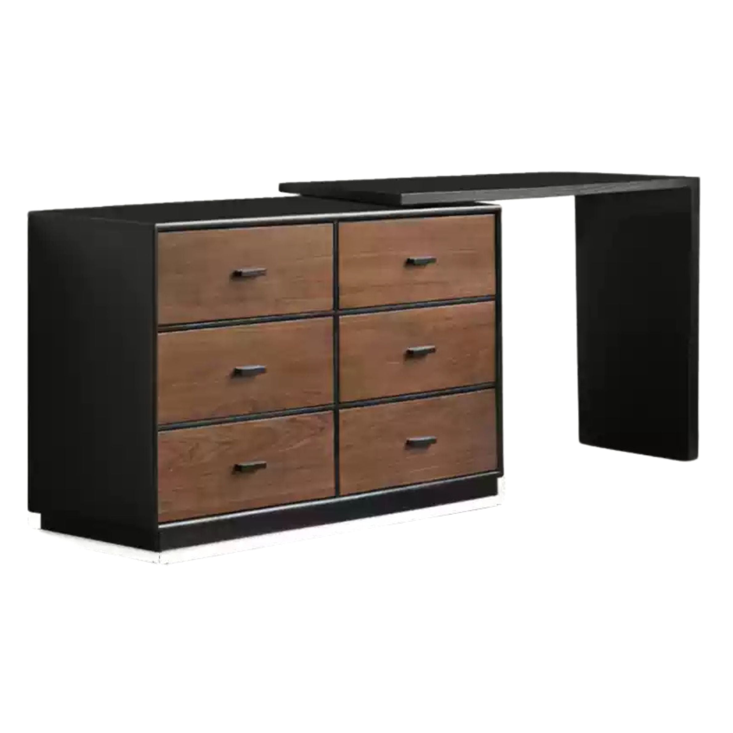 47.2x15.7x31.1 + 47.7x15.7x29.6 inch /120x40x79.2 сm+ 121.2x40x75.2 сm/Rich Dark Walnut color - black color / Six-drawer Cabinet +Straight board