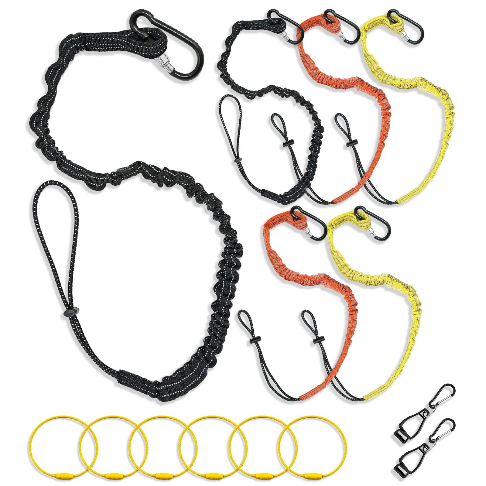6 Pack Retractable Tool Lanyards with Carabiner - Adjustable Safety Tether for Hand Tools, Scaffolding & Roofing Work | Fall Protection Gear for Construction & DIY Projects