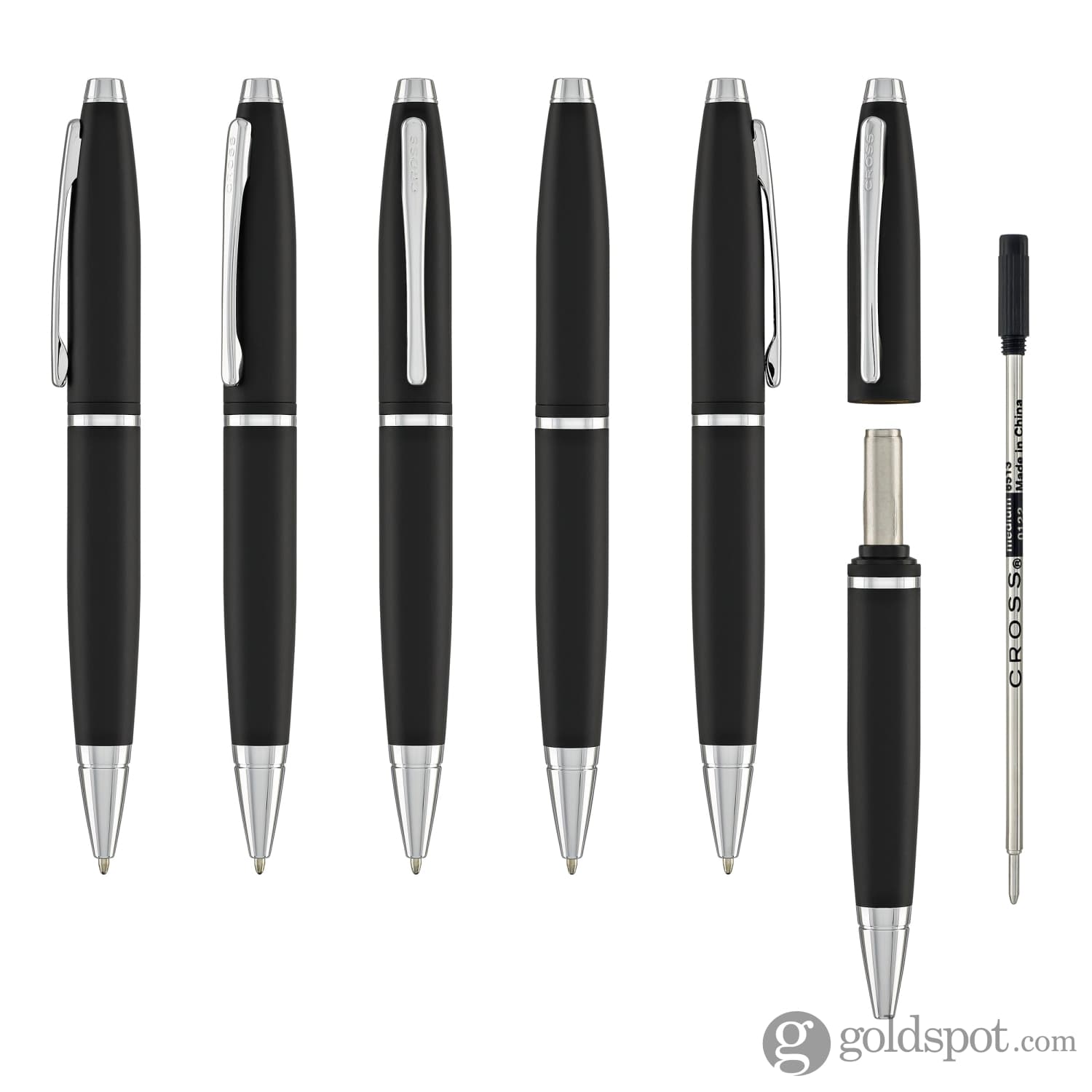 Premium Cross Calais Matte Black Ballpoint Pen with Chrome Trim - Elegant Writing Instrument for Office, Business & Gifting