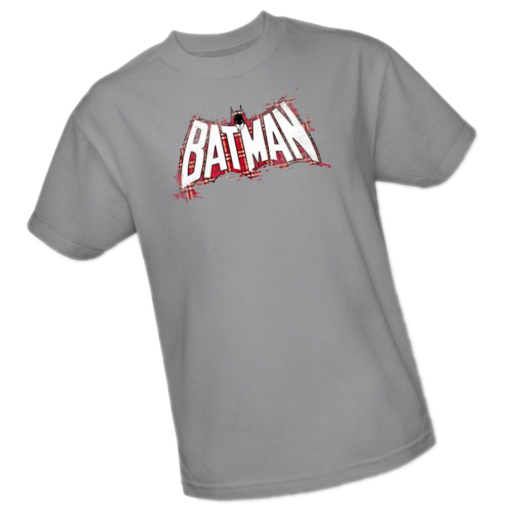 Batman Adult T-Shirt with Plaid Splat Bat Cape Logo - Superhero Graphic Tee for Men - Perfect for Cosplay, Comic Con & Everyday Wear