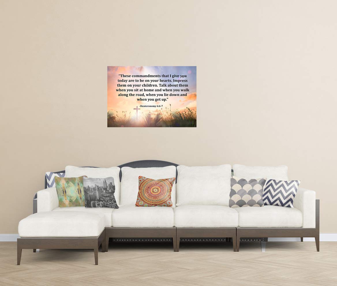 Deuteronomy 6:6-7 Bible Verse Poster (13x19 Unframed) - Inspirational Scripture Wall Art - Perfect Christian Gift Under $20 for Home, Office & Church Decor