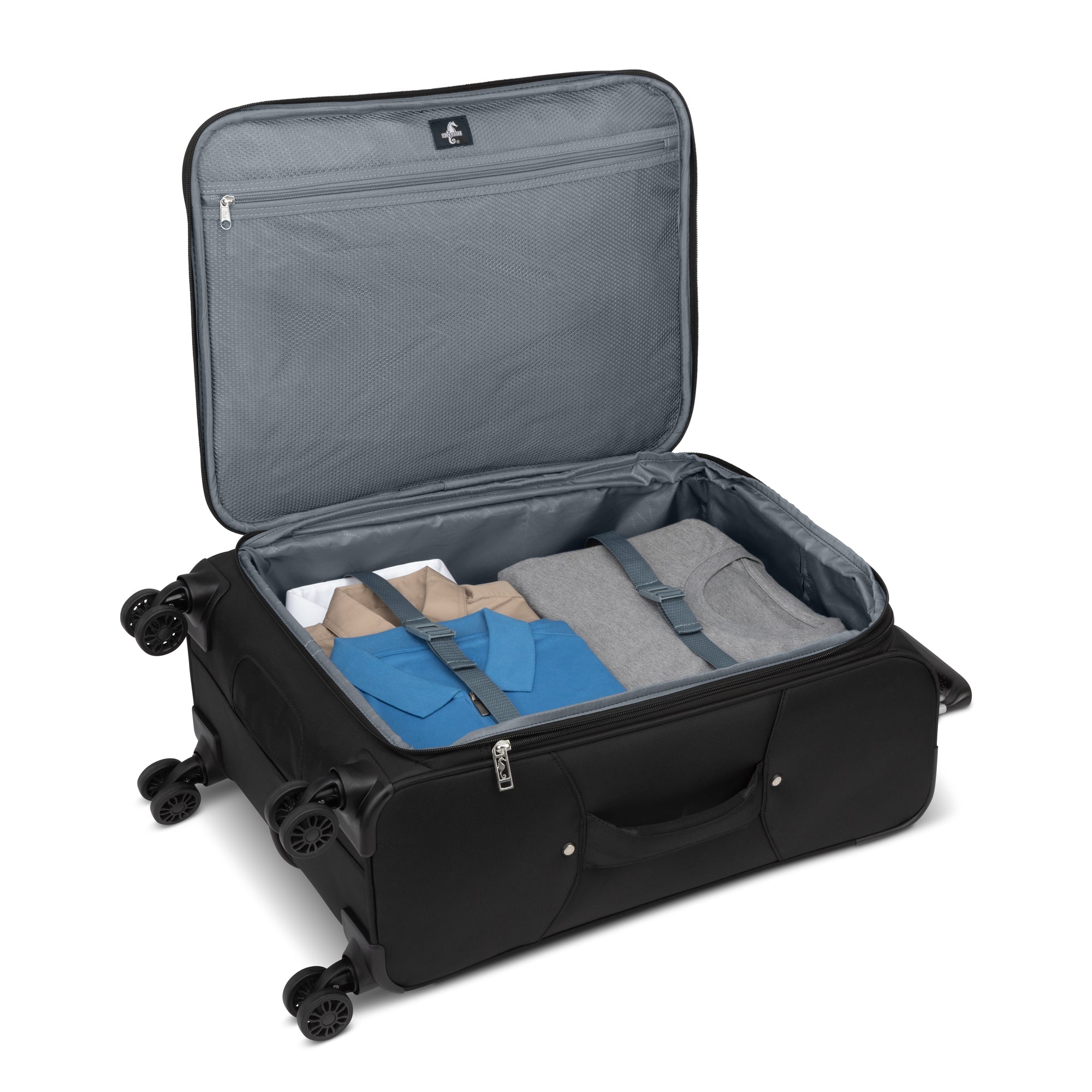 Atlantic Artisan III Spinner 3-Piece Luggage Set - Lightweight Expandable Suitcase with 360° Wheels for Travel, Business & Vacation (Black) - Perfect for Airplane Carry-On & Checked Bags