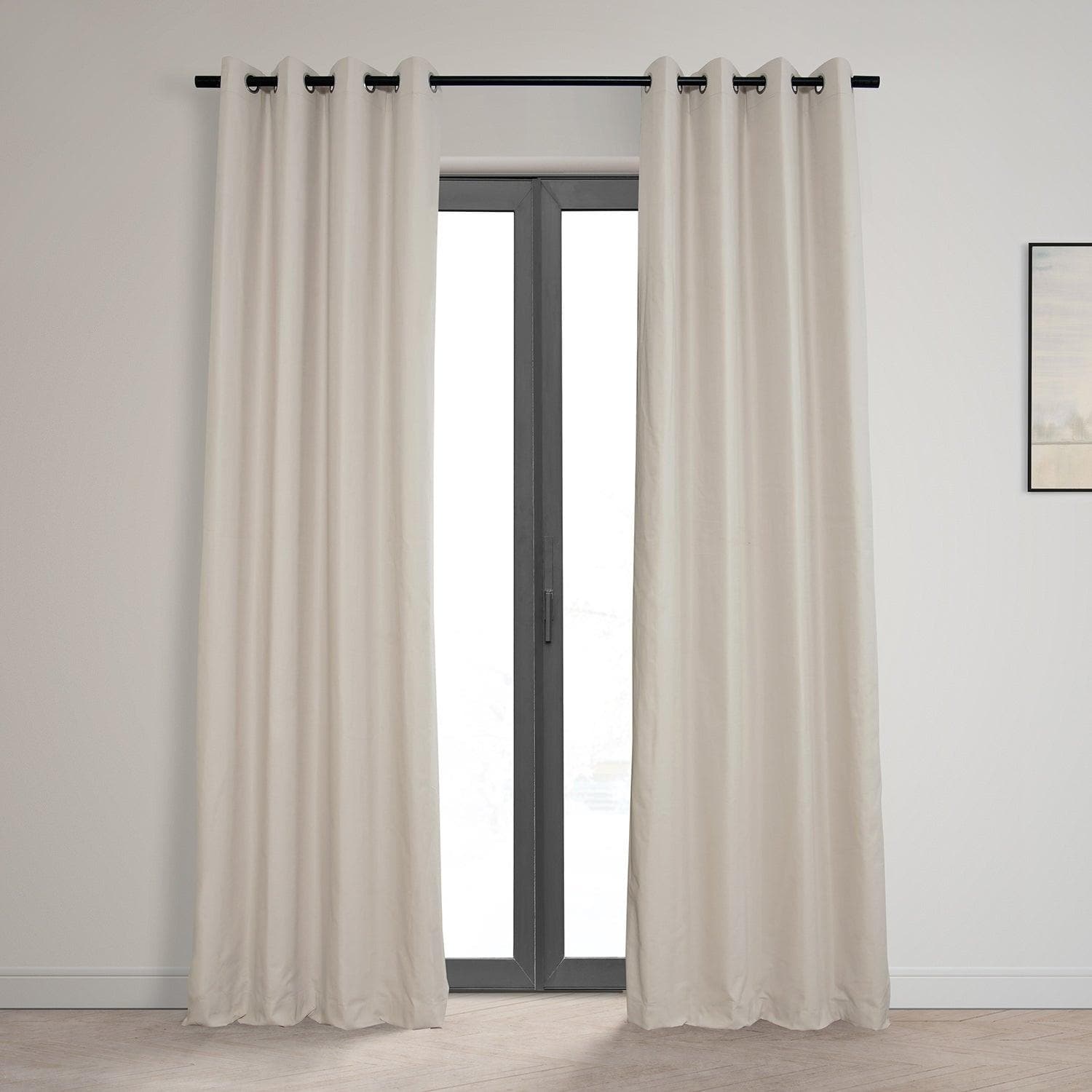 Fable Beige Grommet Dune Textured Cotton Blackout Curtains for Bedroom & Living Room - Noise Reducing Thermal Insulated Window Drapes for Hotels, Home Decor