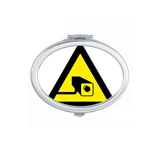 DIYthinker Yellow Black Warning Symbol Camera Triangle Mirror - Portable Foldable Double-Sided Makeup Mirror for Travel, Home, and Car Use