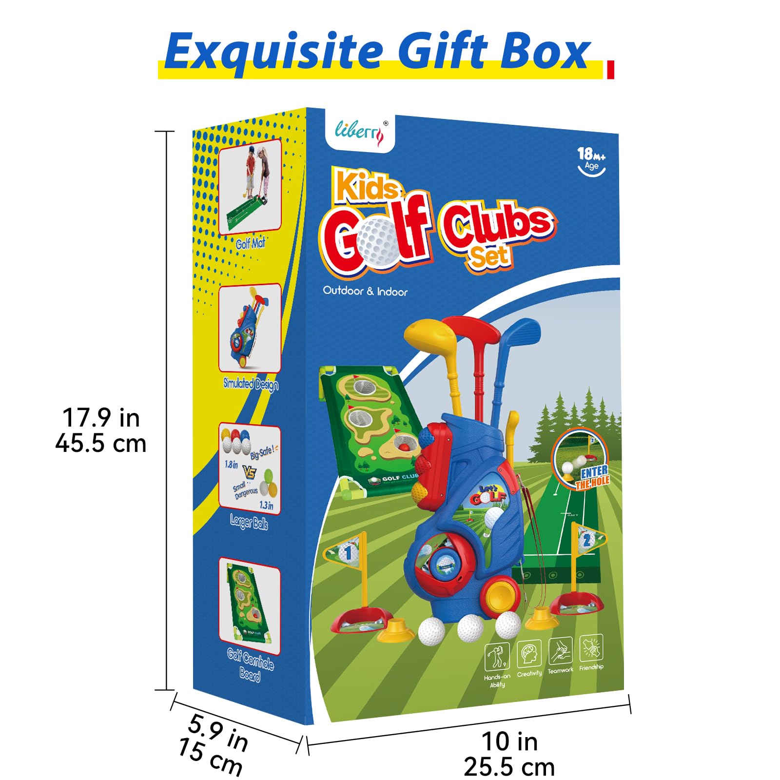 **Liberry Toddler Golf Set for Kids Ages 2-5 - Upgraded Golf Cart with Cornhole Board & Putting Mat - Indoor & Outdoor Golf Toys for Boys & Girls - Perfect Birthday Gift for Backyard & Playroom Fun**