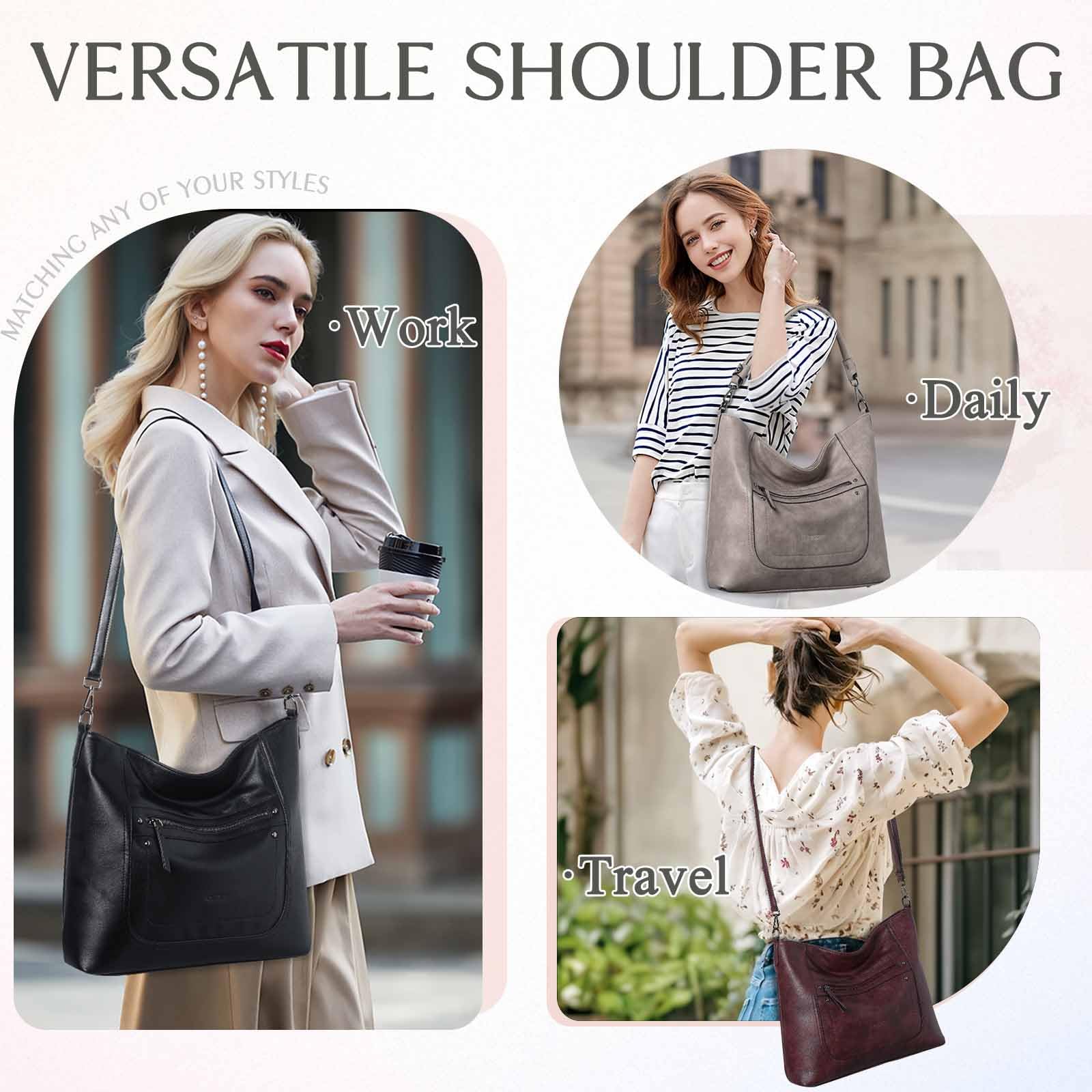VASCHY Vegan Leather Hobo Bag for Women - Large Tote & Crossbody Purse for Work & Travel